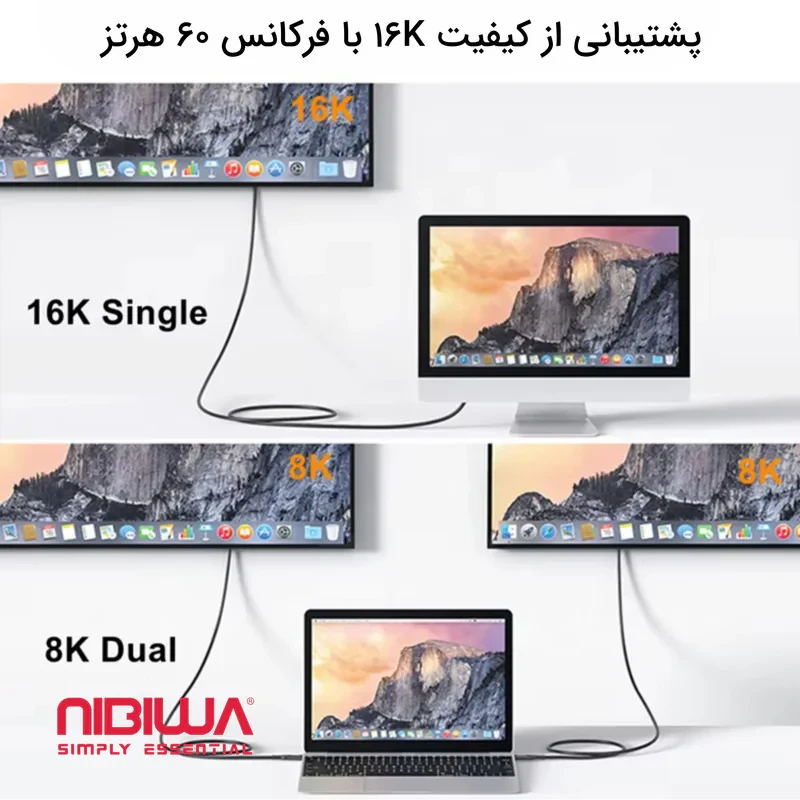 کابل USB-C نیبیوا مدل USB4 V2 ThunderBolt 5 طول 1 متر