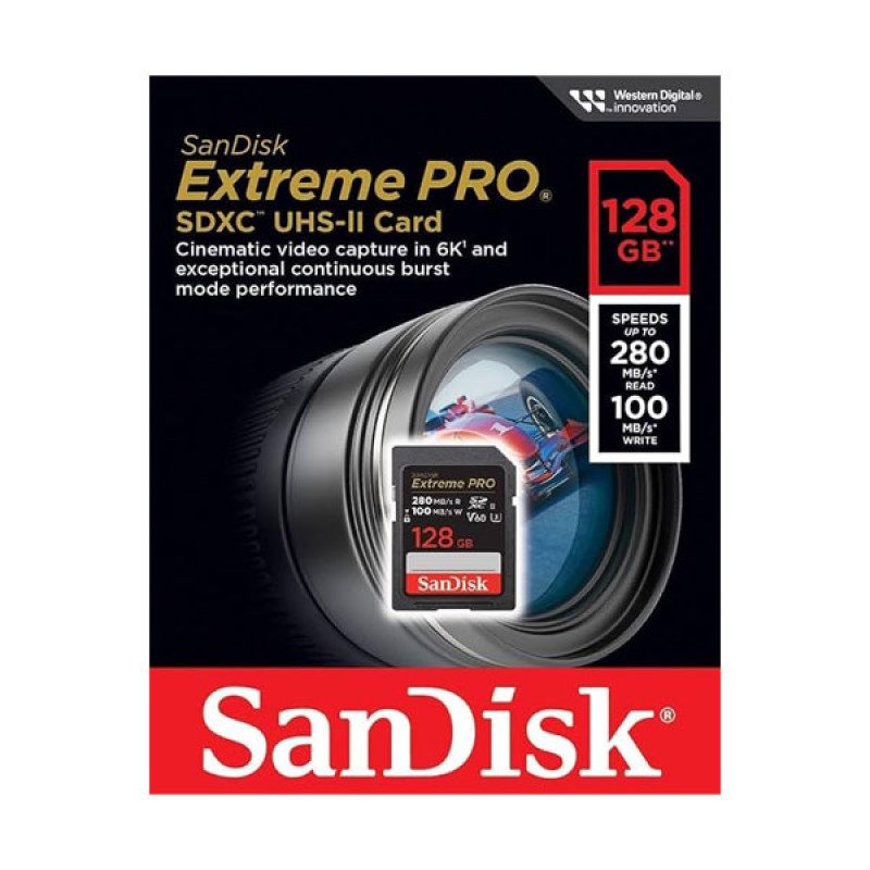 کارت حافظه SDXC سندیسک مدل EXTREME PRO کلاس A2 استاندارد UHSII-U3 سرعت 280MBps ظرفیت 128 گیگابایت