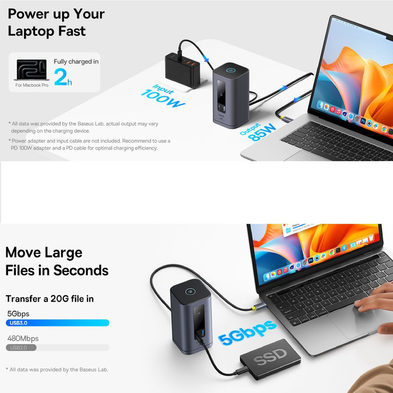 هاب 10 پورت USB-C بیسوس مدل BS-OH174   به همراه کابل USB-C