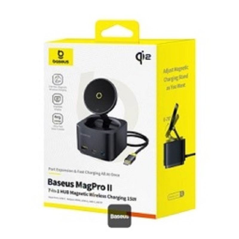 شارژر رومیزی بی سیم 15 وات 7 پورت بیسوس مدل MAGPRO 2