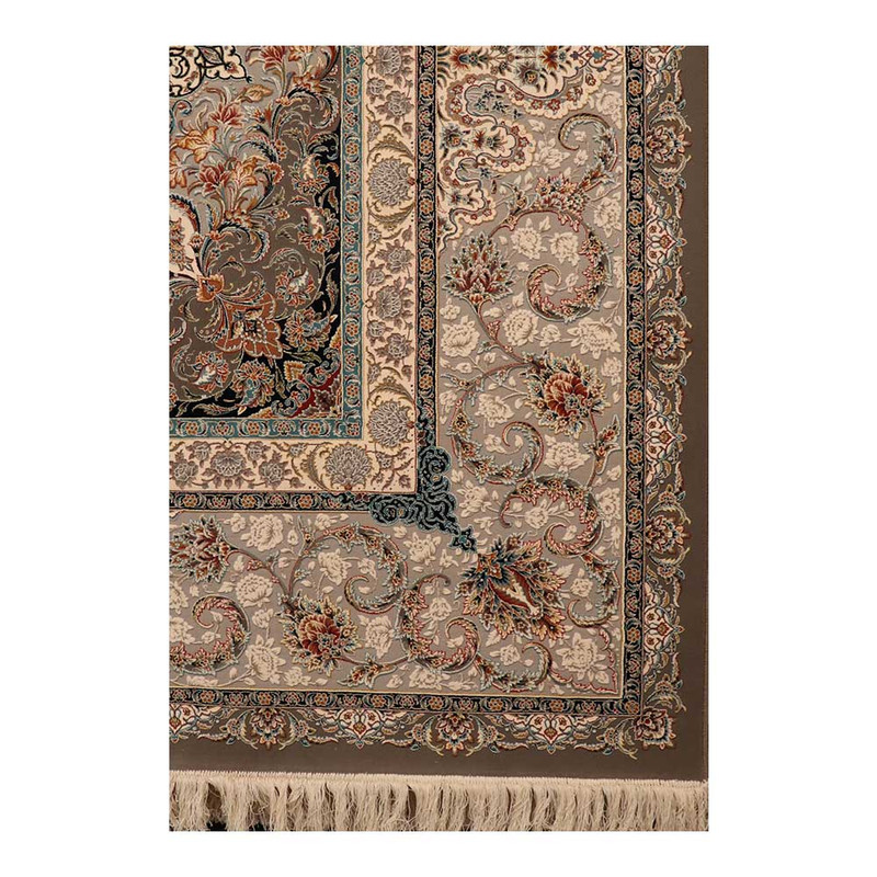 فرش ماشینی 1500 شانه زمینه طوسی حاشیه طوسی مدل ستارگان کد E500-1037