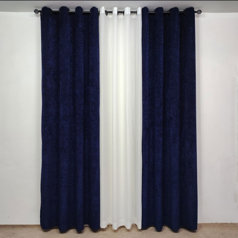 پرده مدل  پانچ مخمل ساده شانل سایز 280x145 سانتی‌متر
