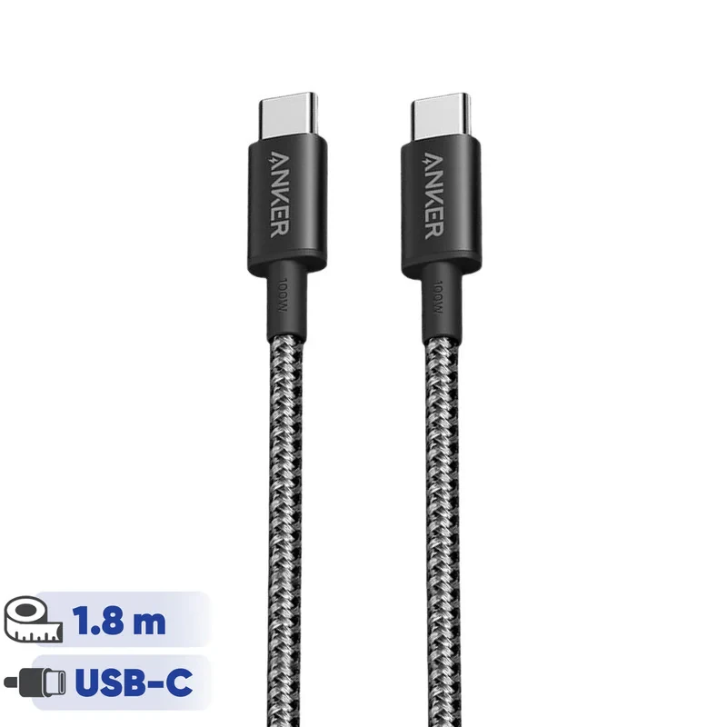 کابل تبدیل USB-C به USB-C انکر مدل Nylon A8753 طول 1.8 متر