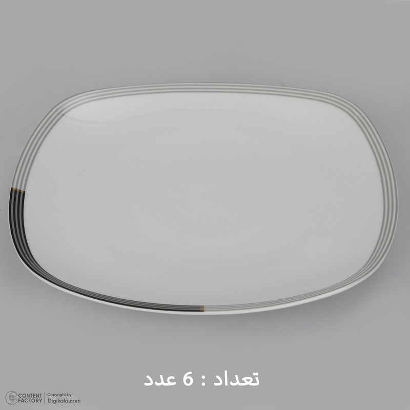سرویس غذاخوری 27 پارچه چینی زرین ایران سری کواترو مدل وگاس اوریت درجه یک