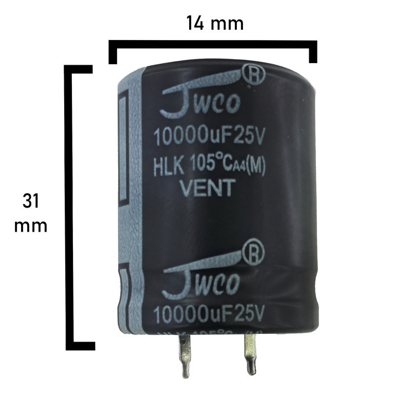 خازن الکترولیت 10000uF میکرو فاراد جی دبلیو کو مدل 25V