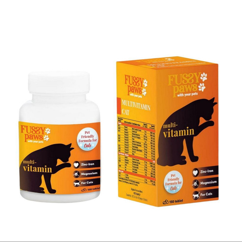 قرص مولتی ویتامین گربه فاسی پاوز Fussy Paws مدل Multivitamin Tablets بسته 150 عددی