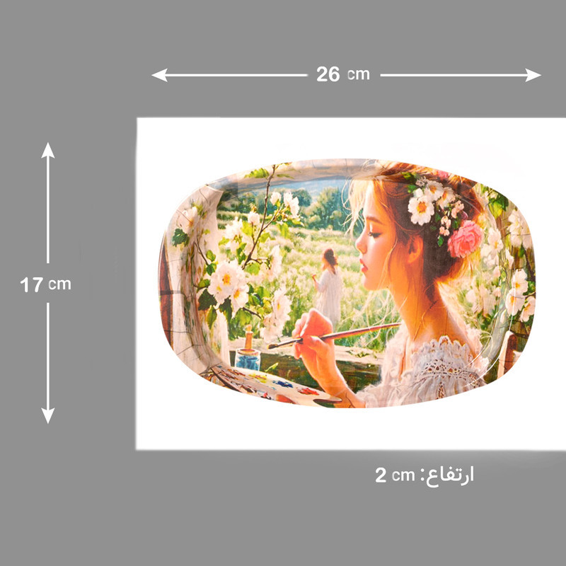 سینی بدون دسته مهروز مدل 6651 نقاش سایز 17×26 سانتی متر