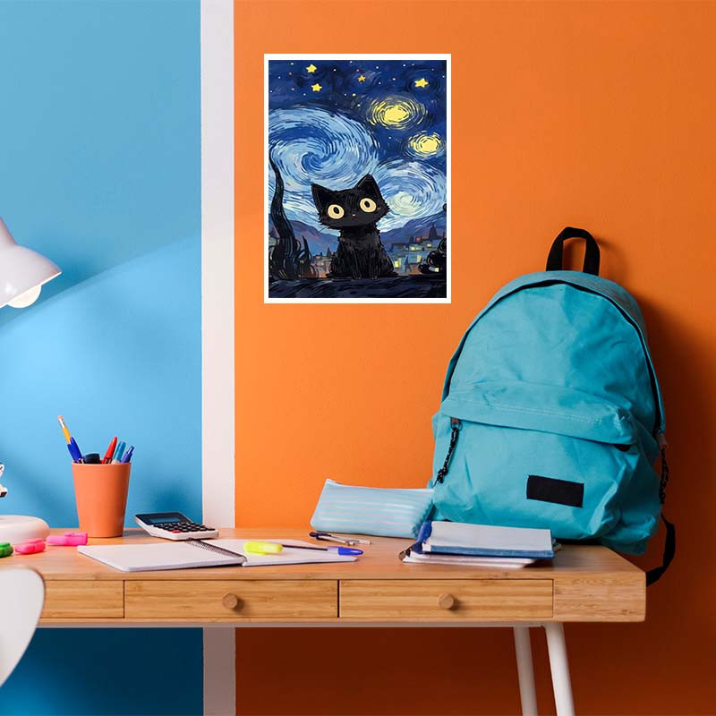 پوستر کارنيکا طرح شب پرستاره فانتزی ون‌گوگ Fantasy Starry Night Van Gogh کد 40208 مجموعه 8 عددی