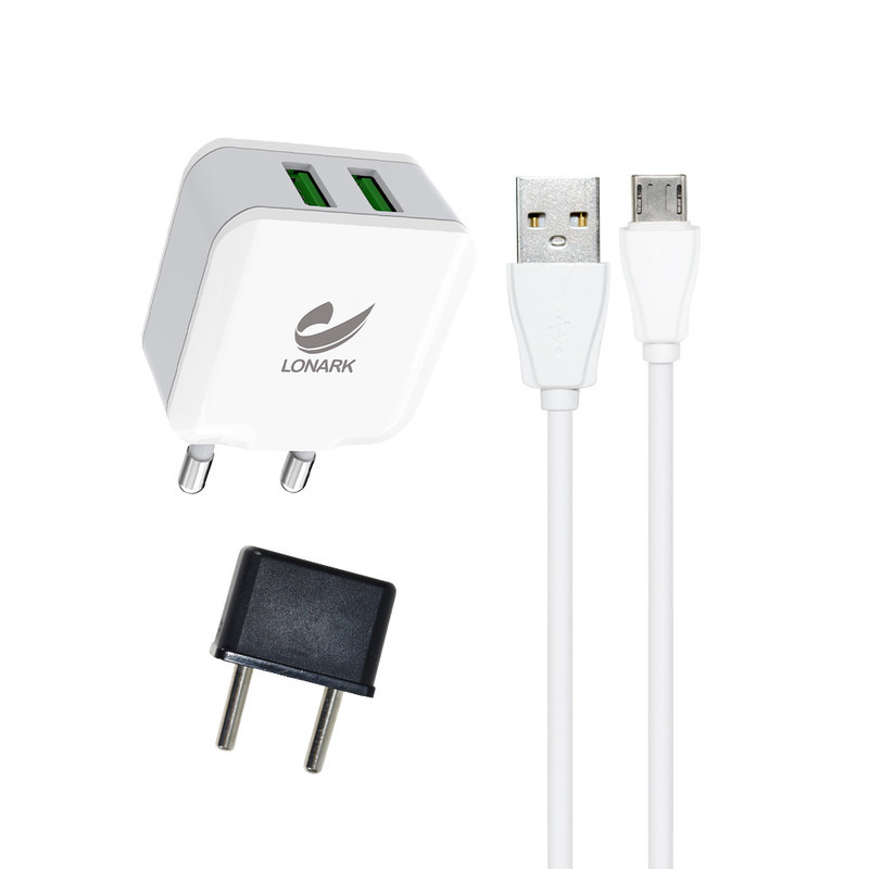 شارژر دیواری 12 وات لونارک مدل LW55 به همراه کابل تبدیل Micro USB