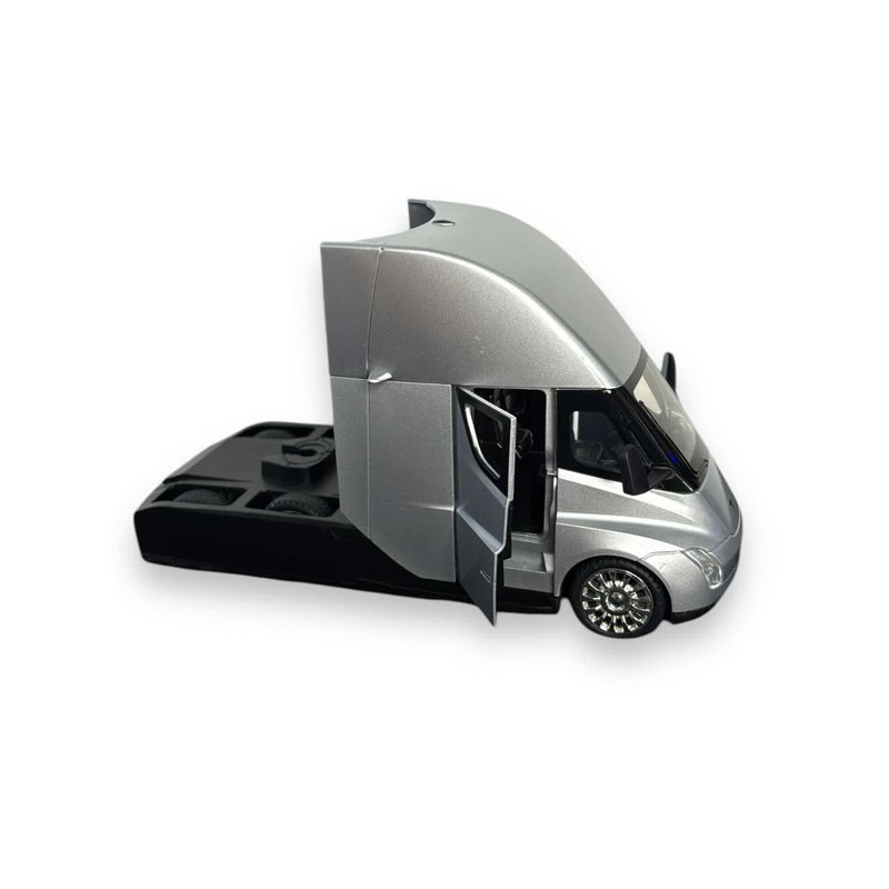ماکت ماشین ناب سل مدل تریلی فلزی کشنده تسلا سمی موزیکال چراغدار همراه با ایستگاه شارژ TESLA Semi Truck Model Trailer NAAB001