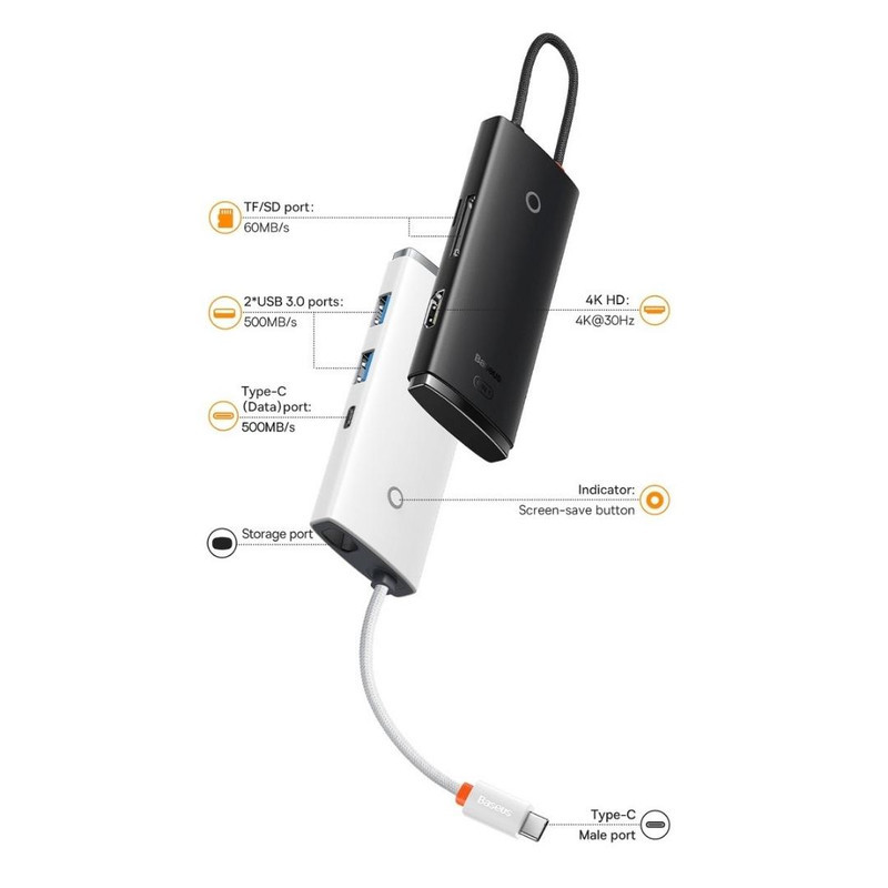 هاب 6 پورت USB-C باسئوس مدل BS-OH019