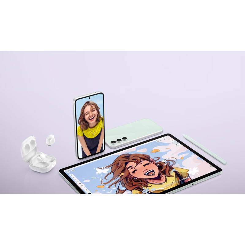 هدفون بلوتوثی سامسونگ مدل Galaxy Buds FE با نویز کنسلینگ فعال (ANC)، درگاه شارژ USB Type-C، دارای میکروفون دوگانه، مقاوم در برابر رطوبت و عرق