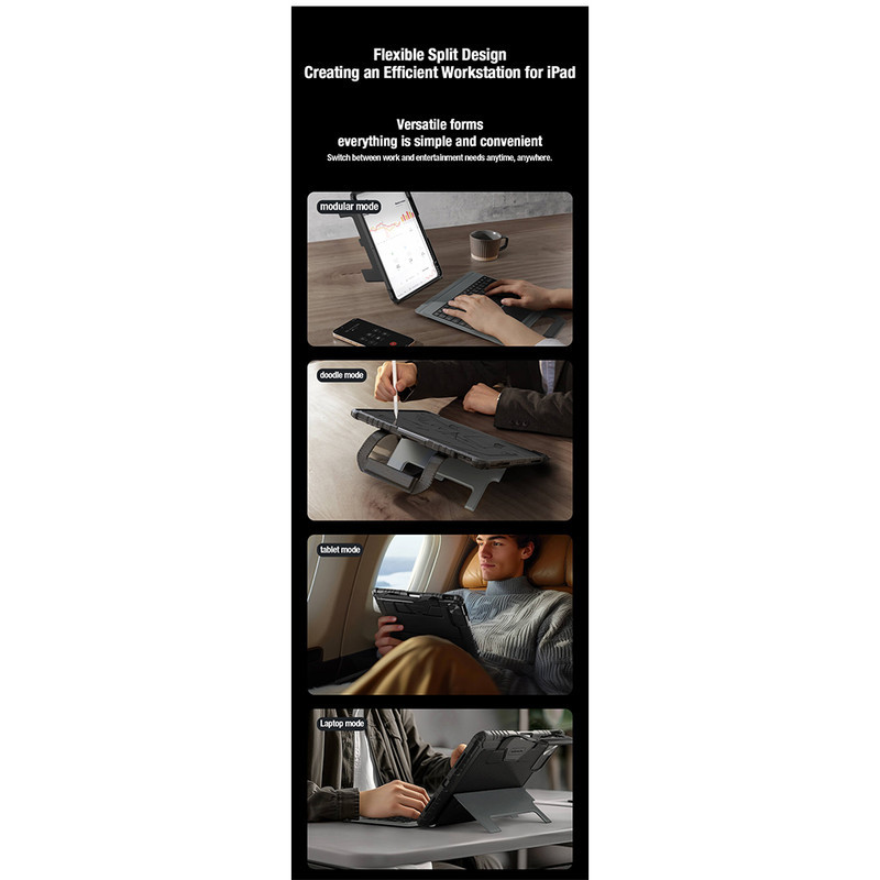 کیف کلاسوری کیبورد دار نیلکین مدل Bumper Go Keyboard مناسب برای تبلت اپل iPad Air 11 2024  Air 10.9 2022  Air 4  Air 5  Air 6  Air 2020  Ipad Pro 11 2020  2021  2022
