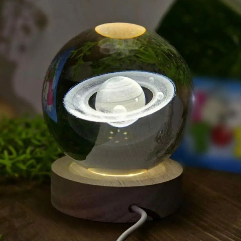 چراغ خواب مدل گوی کریستالی زحل 3D
