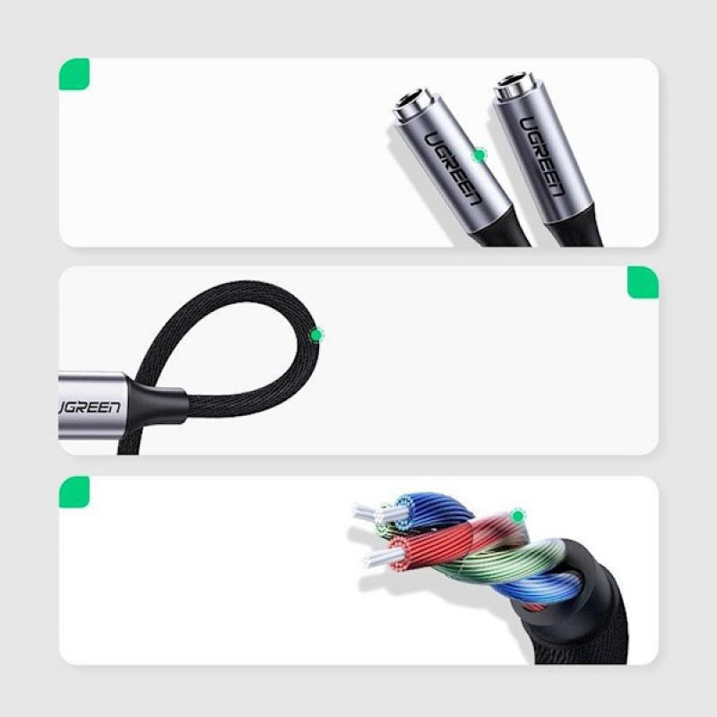تبدیل 1 به 2 صدا استریو USB-C به 3.5 میلی متر یوگرین مدل 30732-AV144