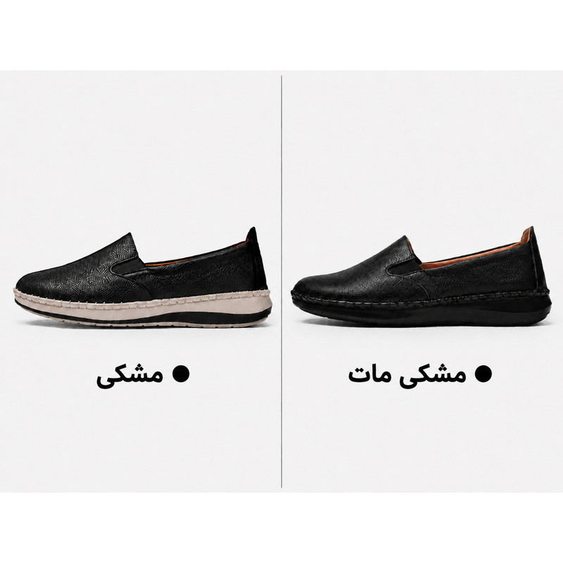 کفش روزمره زنانه شتاب طبی چرم طبیعی با کفی قابل تعویض مدل 00145t-k