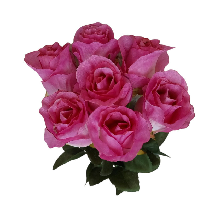 گل مصنوعی رز هلندی پارچه ای قابل شستشو، بسته 7 عددی، با طول شاخه 45 سانتی‌متر و عرض سرگل 5 سانتی‌متر