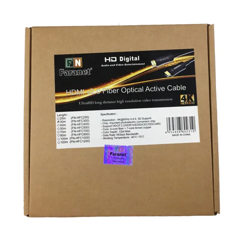 کابل HDMI فرانت مدل فیبر نوری کد FN-HFC300 طول30 متر