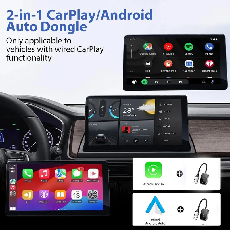 کارپلی و اندروید اتو مدل CarplayAndroid Auto به همراه مبدل USB به Type-C