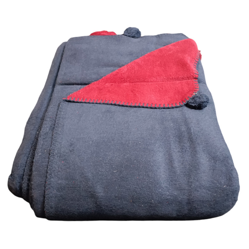 پتو ازدیلک مدل Ponponlu Indigo دو رو سایز 150×200 سانتی متر