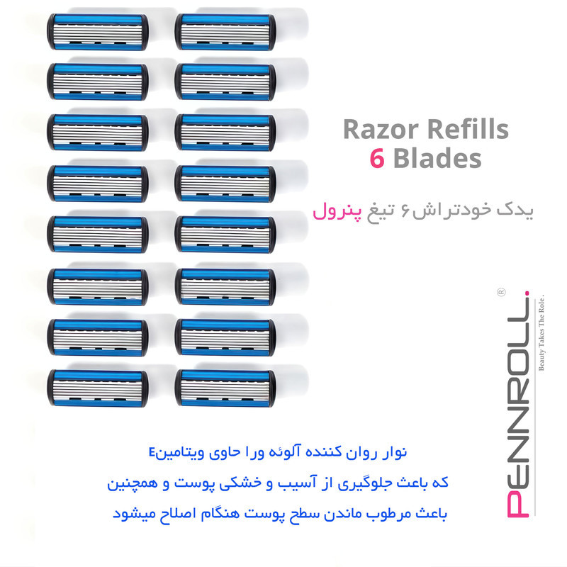 تیغ یدک پنرول مدل PRCL - Razor Refills 6 X3 بسته 3 عددی
