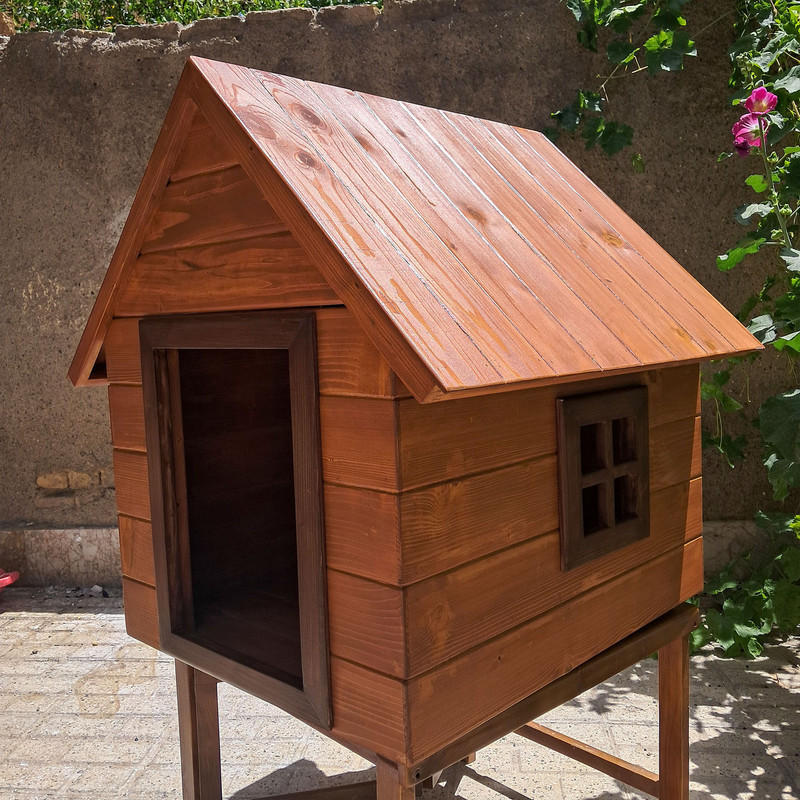 جای خواب سگ و گربه مدل کلبه چوبی
