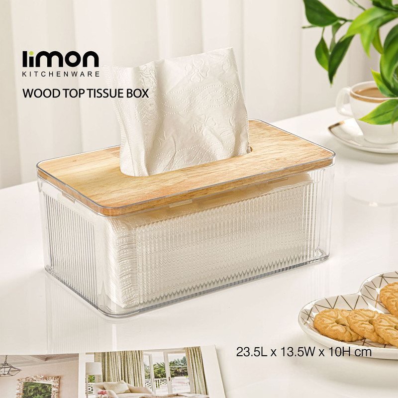 جای دستمال کاغذی لیمون مدل رویه چوبی کد HS2372