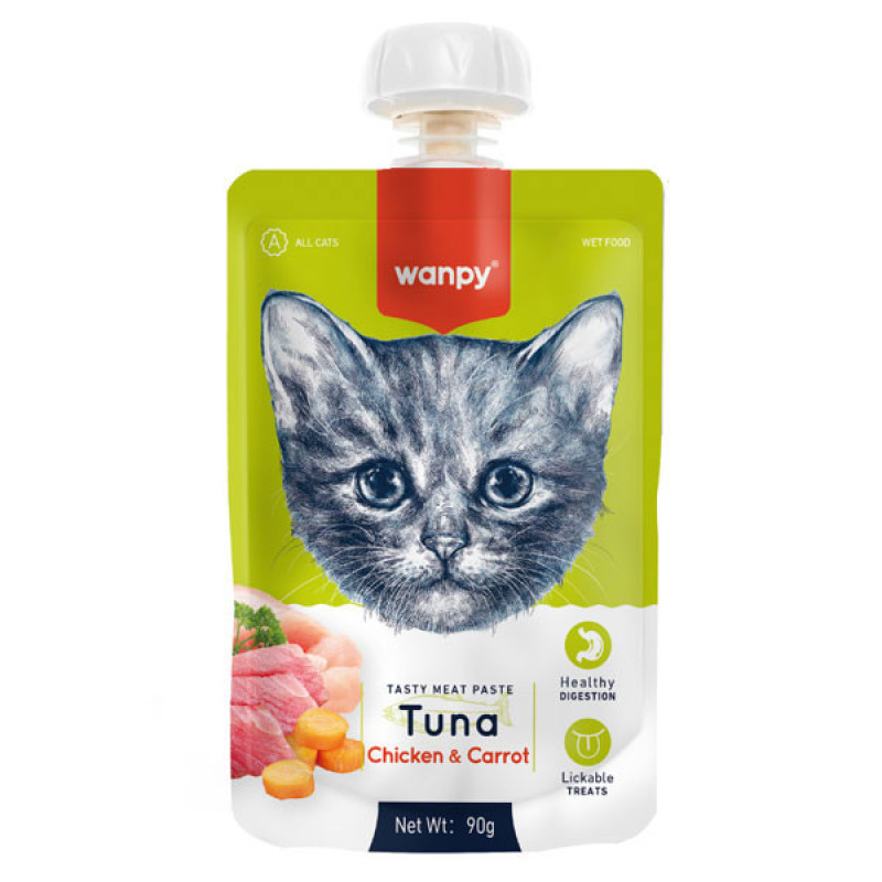 پودینگ گربه ونپی مدل سفارش اروپا با طعم ماهی تن و مرغ و هویج وزن 90 گرم