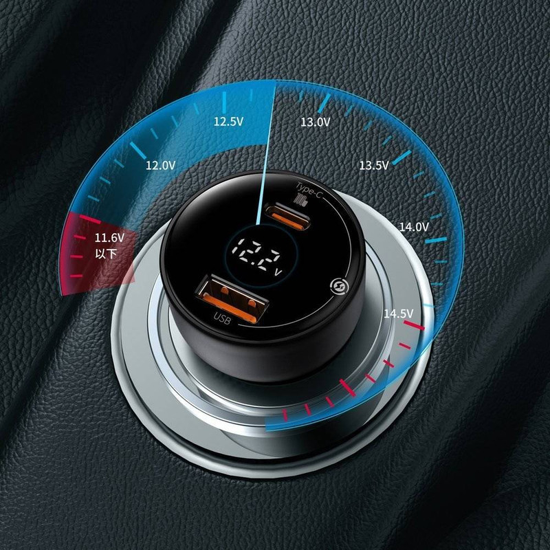 شارژر فندکی باسئوس مدل Digital Display PPS 100W به همراه کابل تبدیل USB-C
