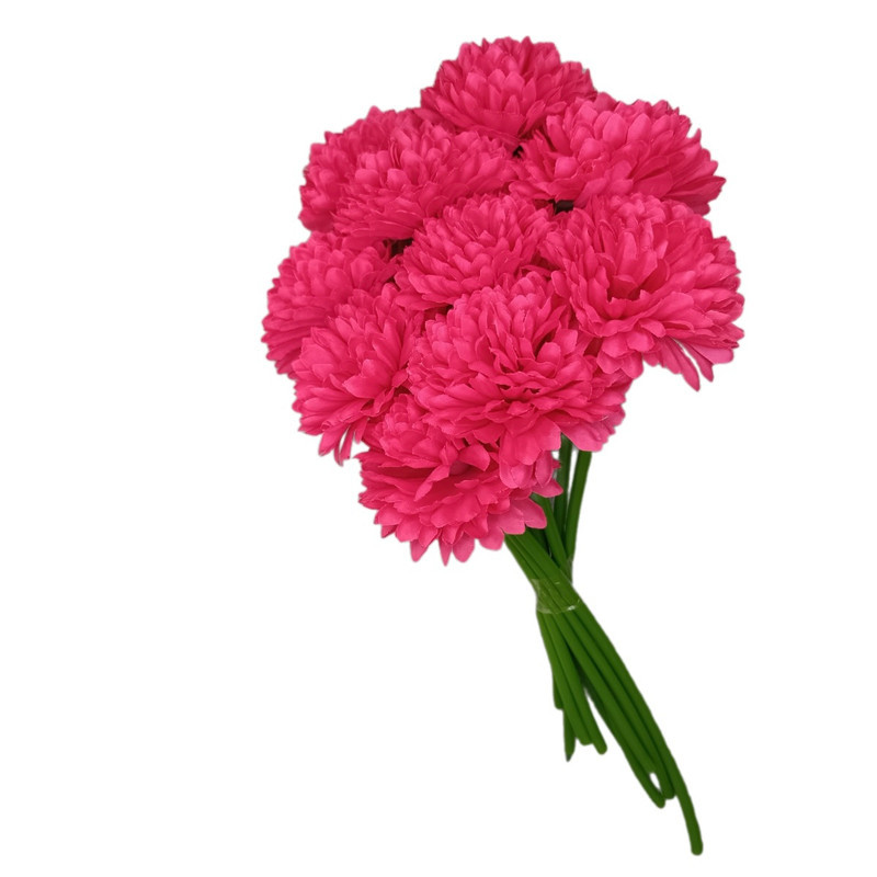 دسته گل مصنوعی داوودی 10 شاخه، جنس پلاستیک، مناسب دکور ماندگار، ابعاد 25x25x31 سانتی‌متر، وزن 300 گرم