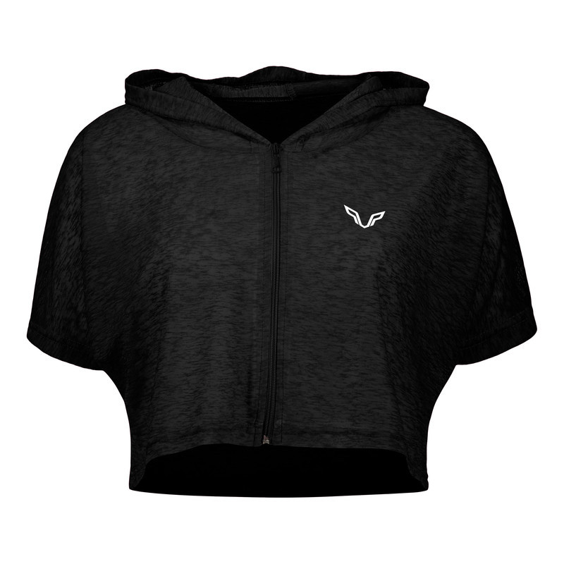 کراپ تی شرت زیپ‌دار ورزشی آستین کوتاه زنانه نوزده نودیک مدل TS1992 W
