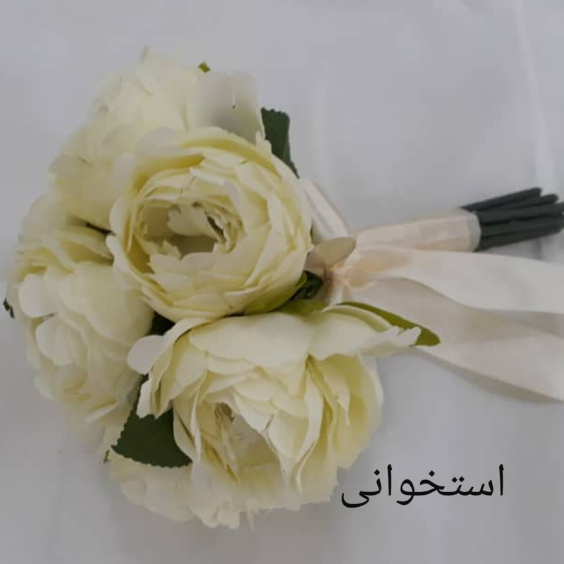دسته گل مصنوعی مدل پیونی توپی PA_2314 پارچه‌ای با 7 گل، قابل شستشو، آهار ثابت، همراه برگ جداشونده، ابعاد 20×20×30 سانتی‌متر، وزن 600 گرم