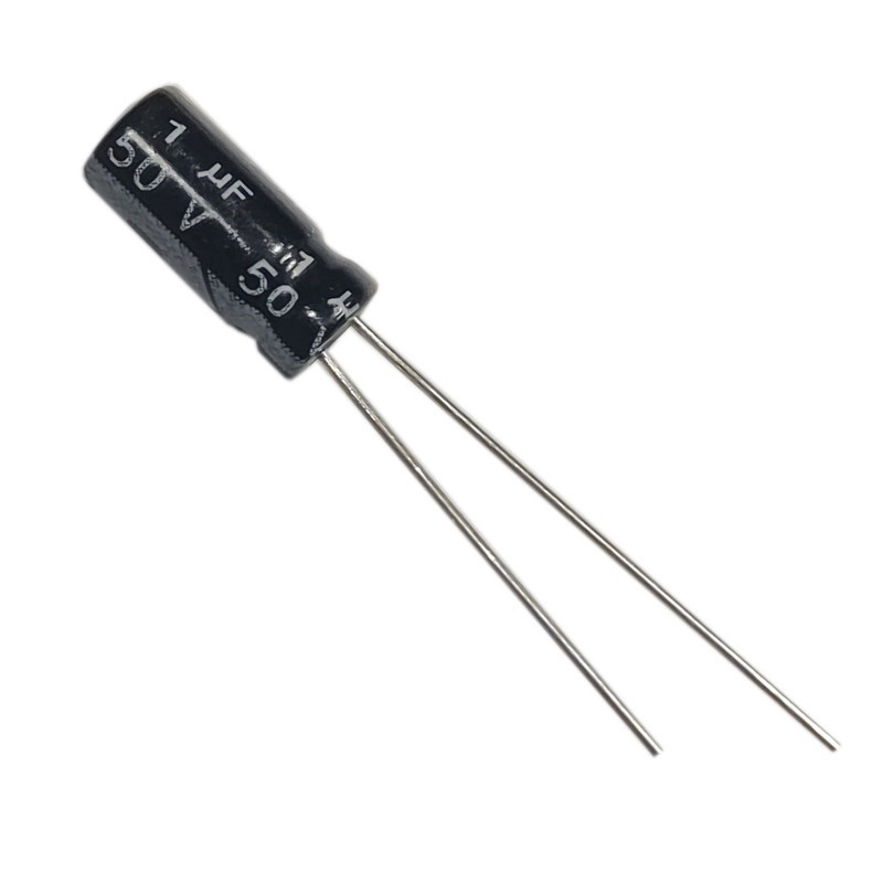 خازن الکترولیتی 1 میکرو فاراد 50 ولت جی دبلیو کو مدل 1uf-50v بسته 100 عددی
