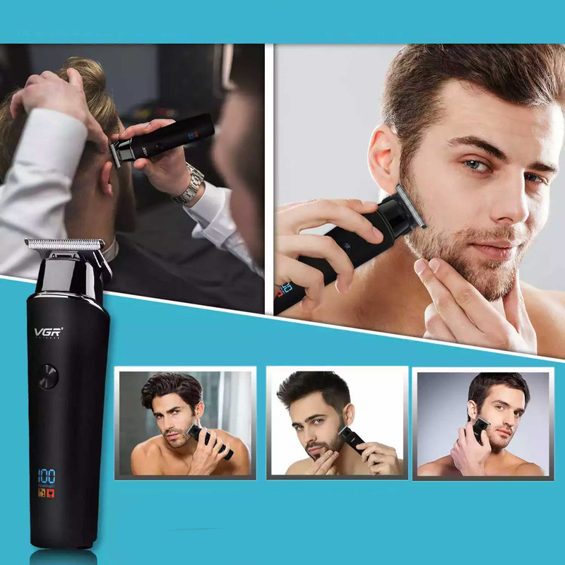 ماشین اصلاح موی سر و صورت وی جی آر مدل 937 با طراحی ارگونومیک، نمایشگر دیجیتال، باتری 2000 میلی‌آمپر ساعت، شارژ USB و سه شانه قابل تنظیم برای اصلاح دقیق و چند حالته