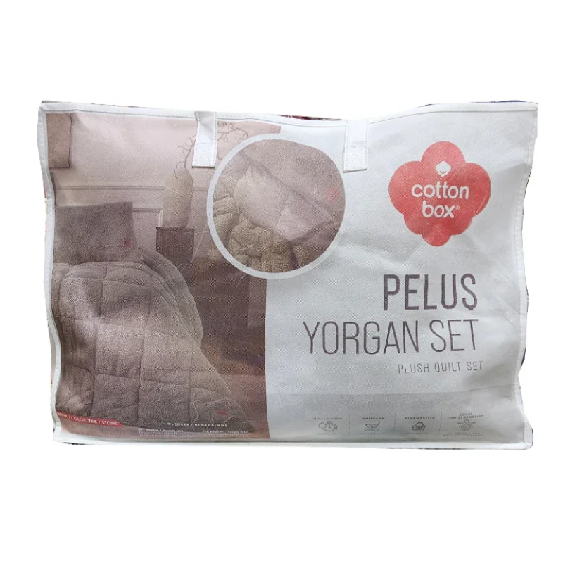 سرویس خواب دو نفره 3 تکه کاتن باکس مدل Yastikli Yorgan Pelus Tas C.K