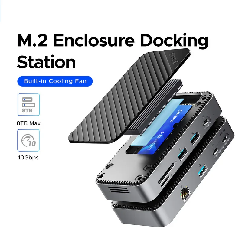 داک استیشن 9 پورت USB-C به همراه باکس M.2 اوریکو مدل M2P7