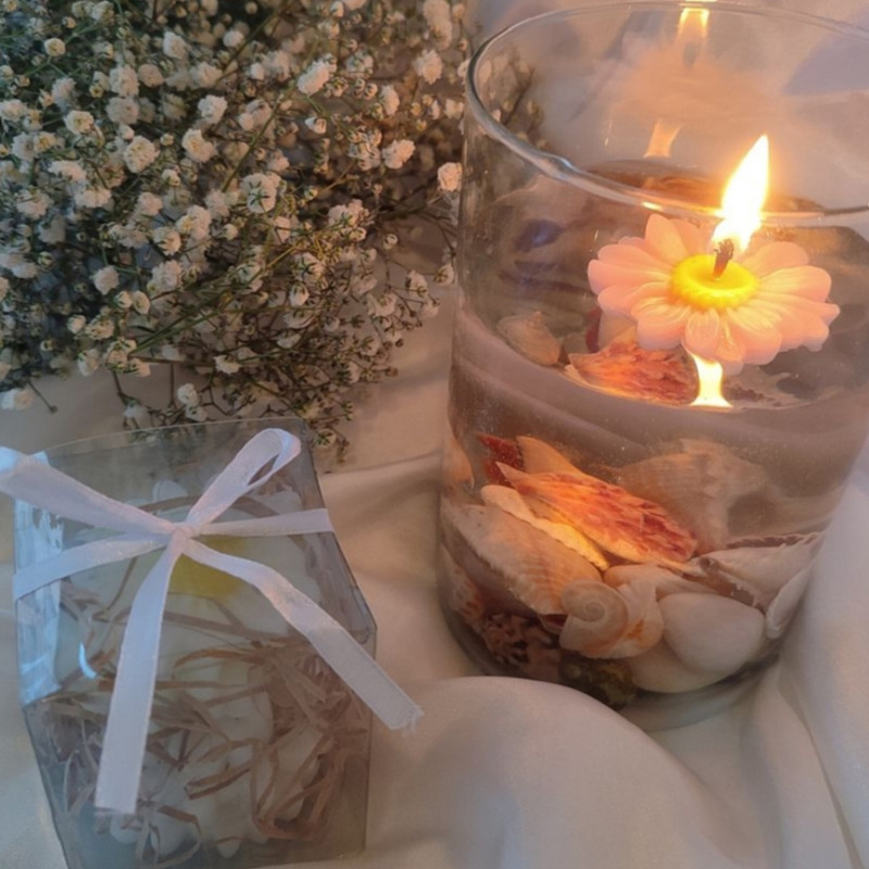 شمع دست ساز مدل گل بابونه کد 1 مجموعه 10 عددی