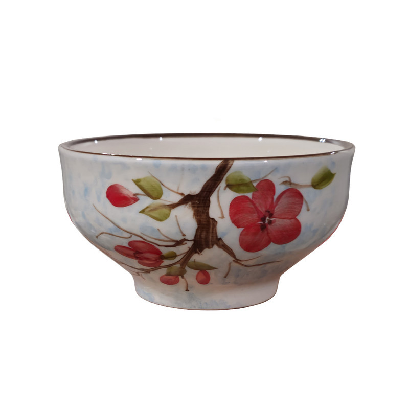 کاسه سفالی مدل ماست خوری طرح شکوفه هلو بسته ۲ عددی