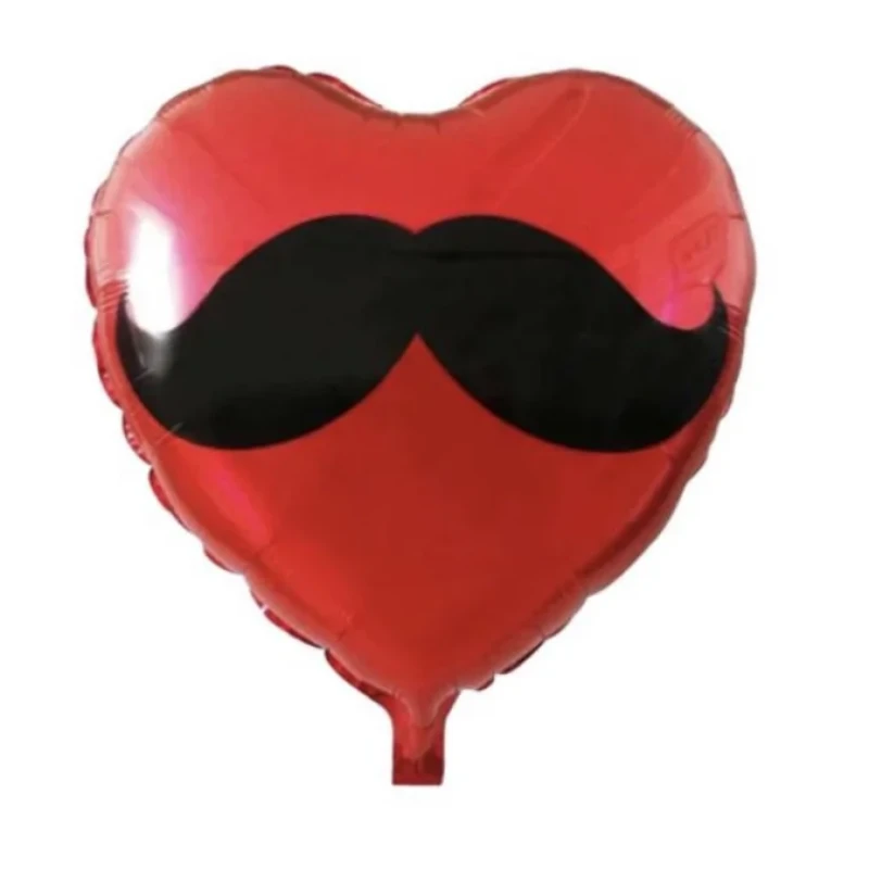 بادکنک فویلی مدل قلب Heart And Mustache کد 6699