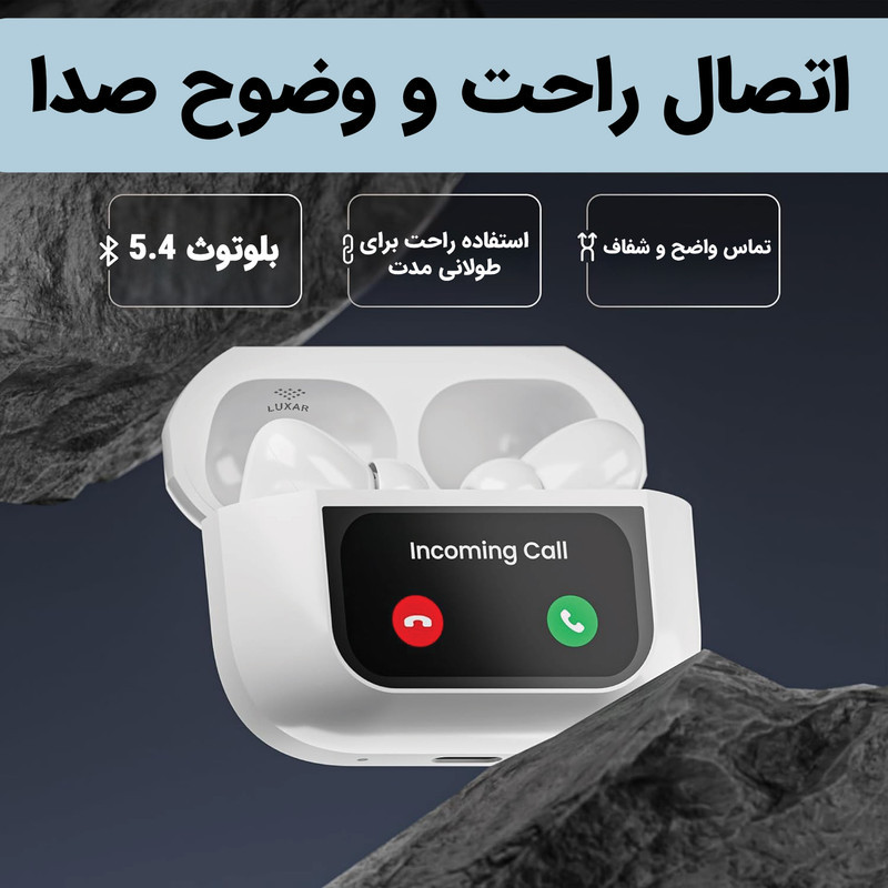 هدفون بلوتوثی لوکسار مدل A9 Pro دارای نویز کنسلینگ فعال (ANC) و نویز کنسلینگ میکروفون (ENC)، درگاه شارژ USB Type-C دارای نمایشگر روی صفحه محفظه شارژ، مقاوم در برابر رطوبت و عرق