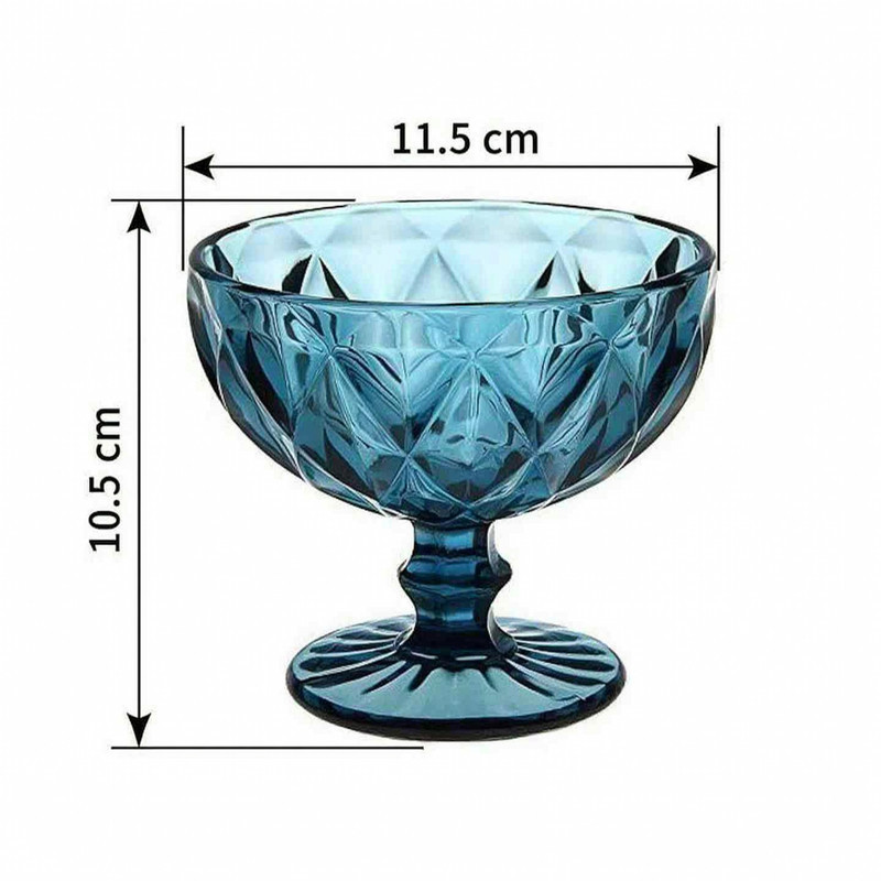 بستنی خوری دلی مدل پایه کوتاه طرح لوزی کد 400ml بسته 6 عددی