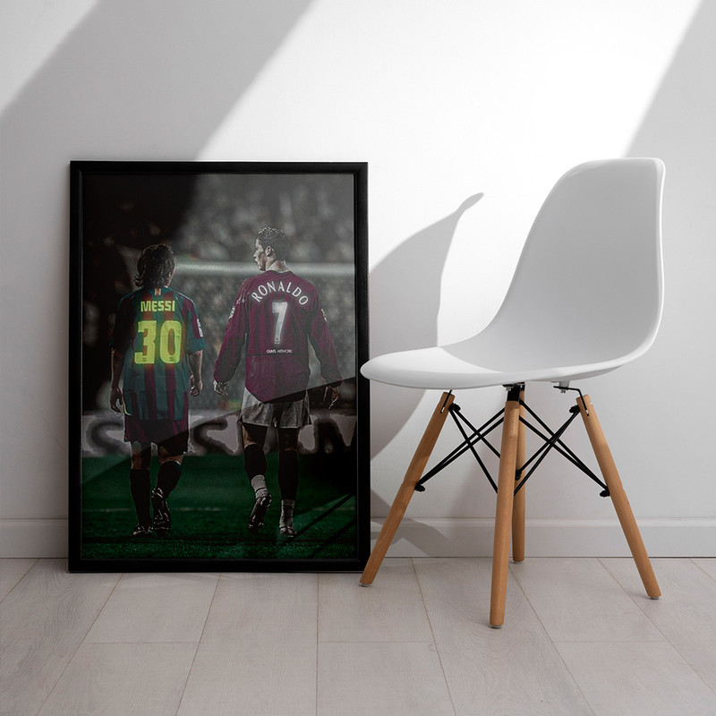 تابلو مدل دیواری طرح رونالدو و مسی Ronaldo and Messi کد FD498