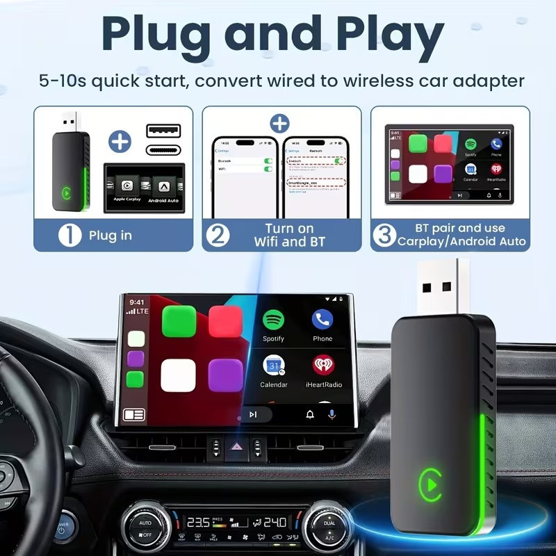 کارپلی و اندروید اتو مدل CPAA M10 2in1 CarplayAndroid Auto به همراه مبدل USB به USB-C