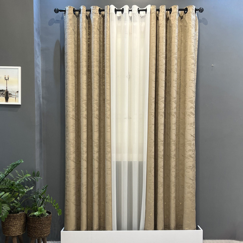 پرده مدل پانچ مخمل طلاکوب و حریر ساده کد DP سایز 140x280 سانتی متر