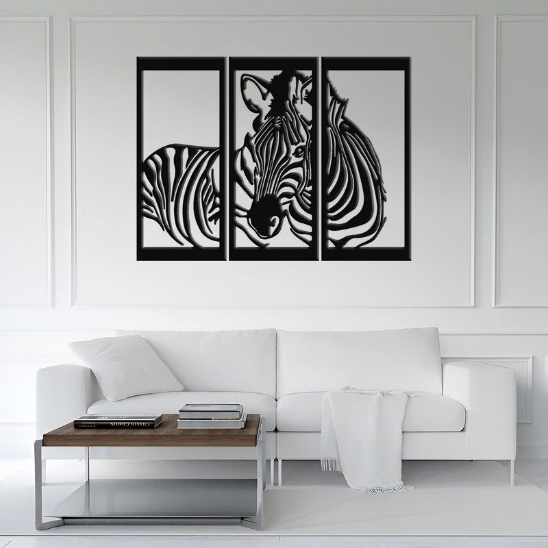 دیوارکوب مدل گورخر فلزی Zebra مجموعه 3 عددی