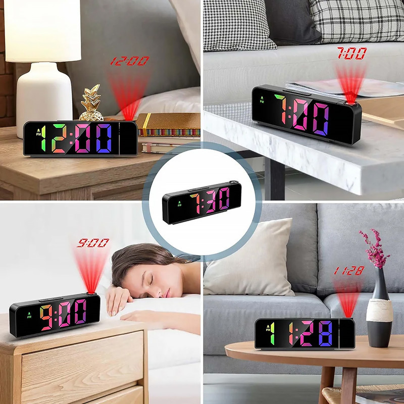 ساعت رومیزی دیجیتال مدل RGB پرژکتور دار کد GH0729