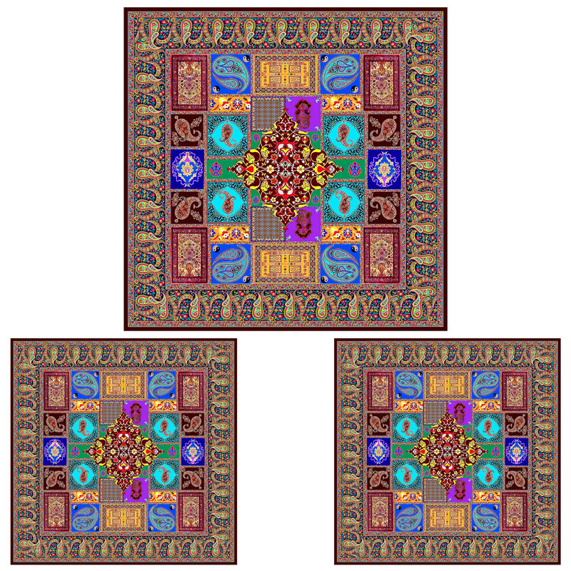 ست رومیزی سه تکه طرح ترمه کد9275.1
