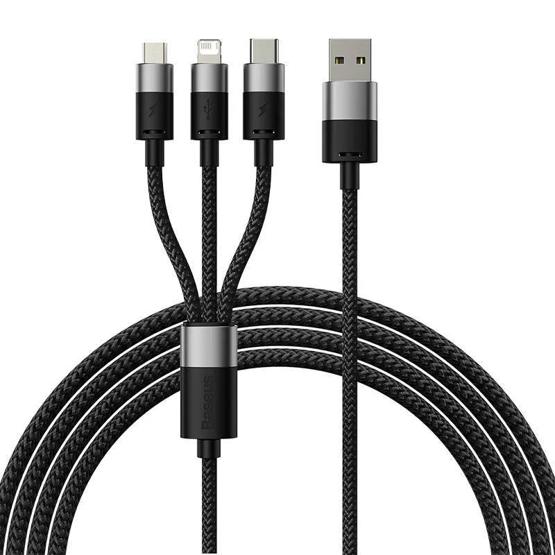 کابل تبدیل USB به لایتنینگUSB-CmicroUSB باسئوس مدل Star Speed طول 1.2 متر