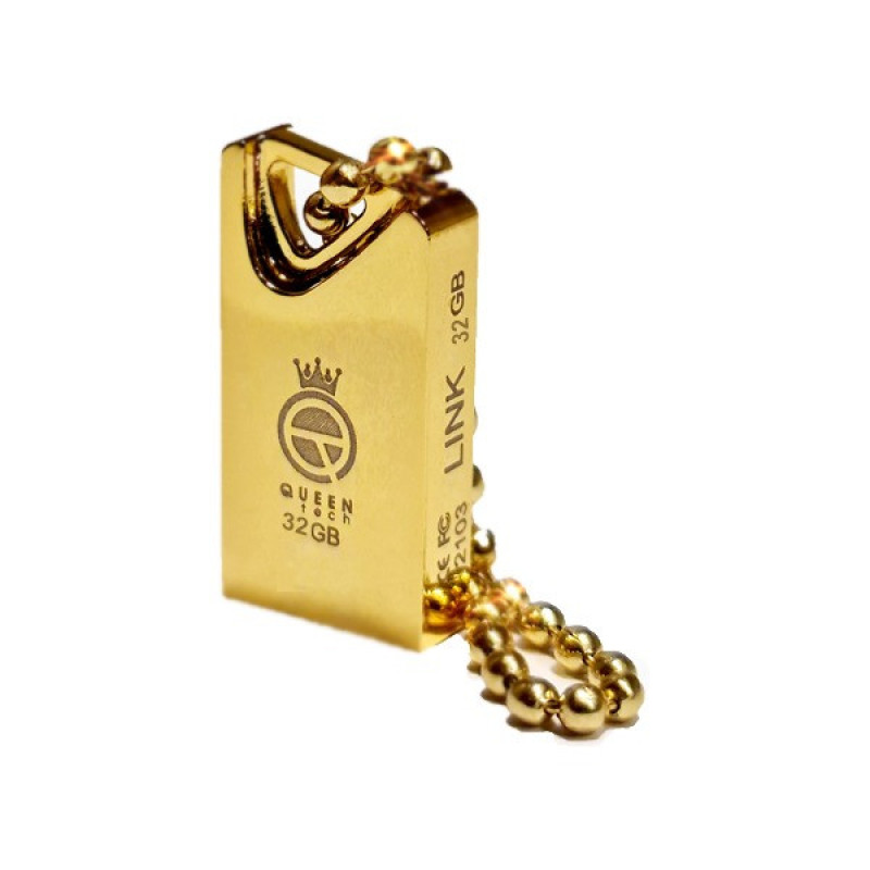 فلش مموری 32 گیگابایت کوئین تک مدل GLINK با رابط USB 2.0، طراحی بند انگشتی فلزی، سازگار با گوشی، تبلت، کامپیوتر و تلویزیون، سرعت انتقال 30 مگابایت بر ثانیه