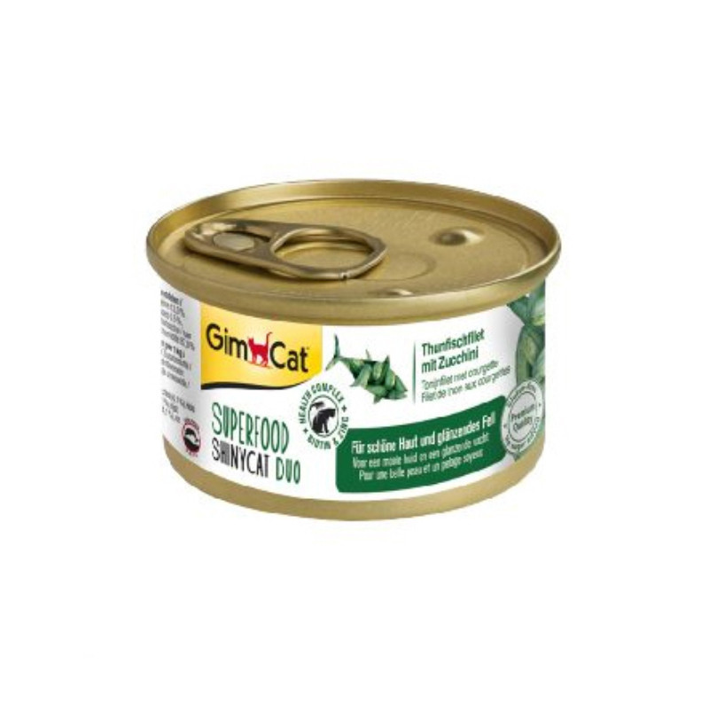 کنسرو غذای گربه بالغ جیم کت مدل Superfood Tuna Fillet & Courgette طعم ماهی تن و کدو وزن 70 گرم بسته 6 عددی